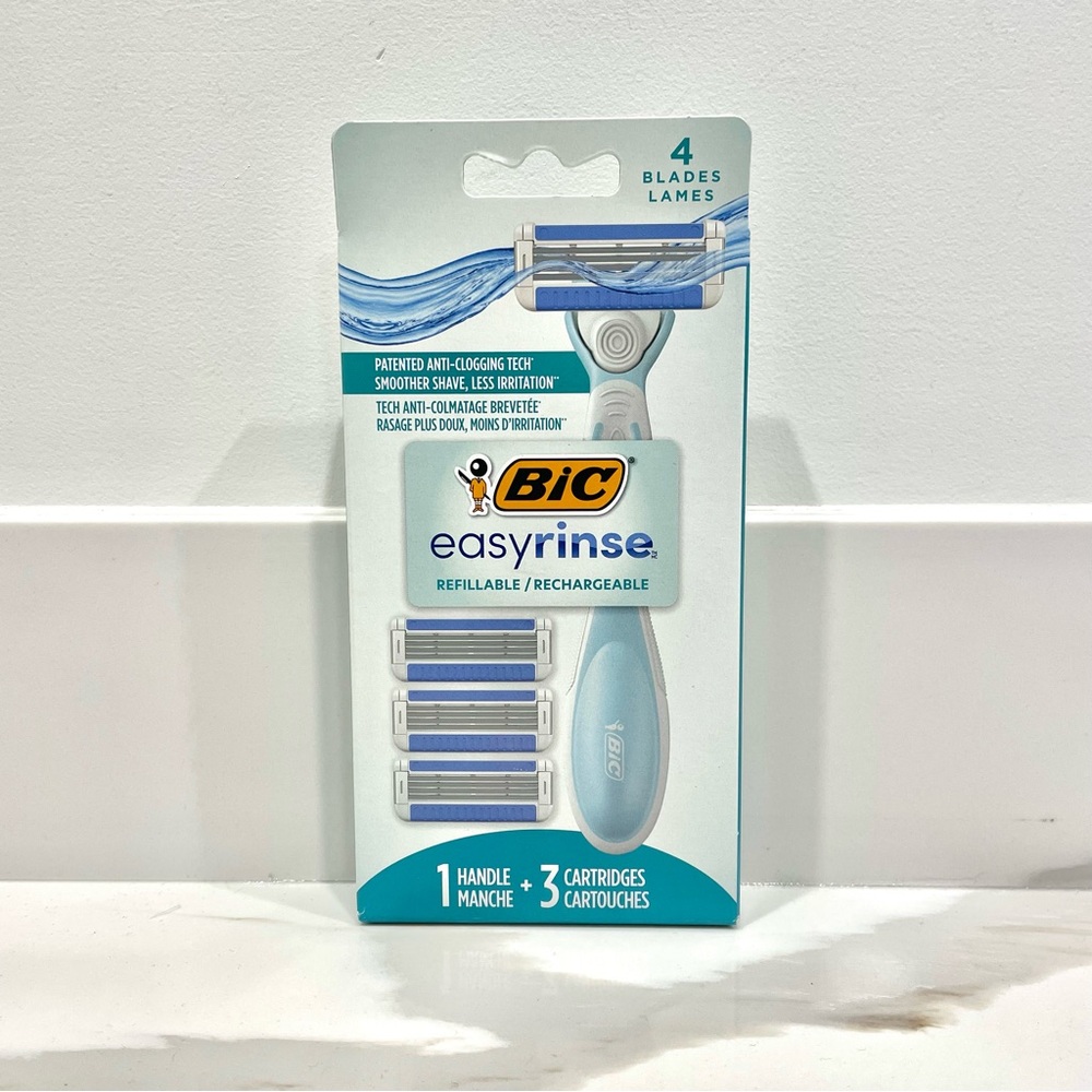 🟠5/$25 NEW Bic Easy Rinse 4 Blade Anti-Clogging Refillable Razor